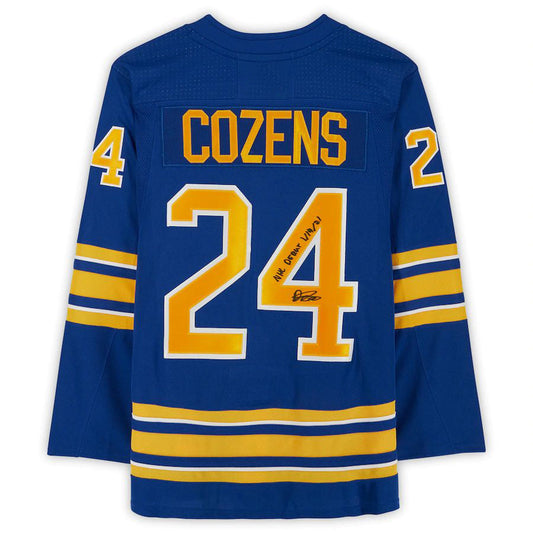 B.Sabres #24 Dylan Cozens Fanatics Authentic Autographed Royal Adidas Authentic Jersey with  Debut 1-14-21 Inscription Stitched American Hockey Jersey UNEC