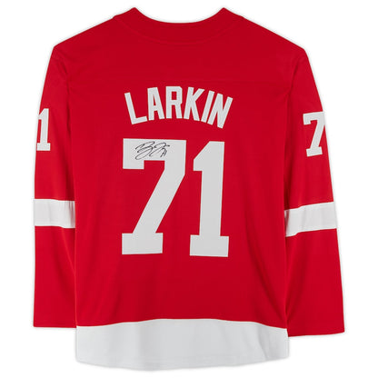 D.Red Wings #71 Dylan Larkin Fanatics Authentic Autographed Fanatics Breakaway Jersey Red Stitched American Hockey Jersey UNEC