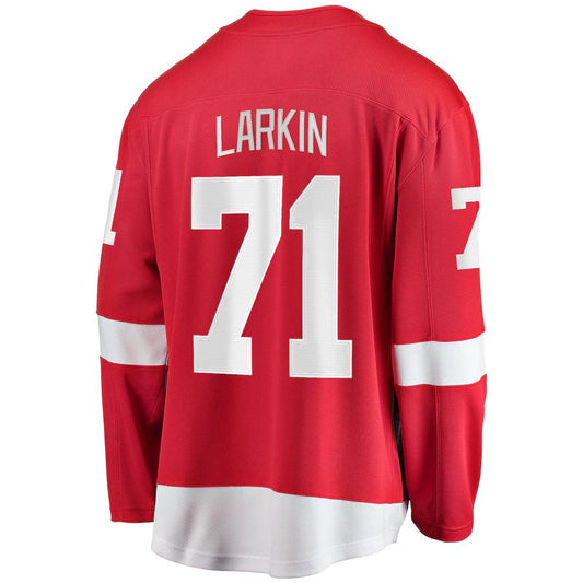 D.Red Wings #71 Dylan Larkin Fanatics Branded Home Captain Premier Breakaway Player Jersey Red Stitched American Hockey Jersey UNEC