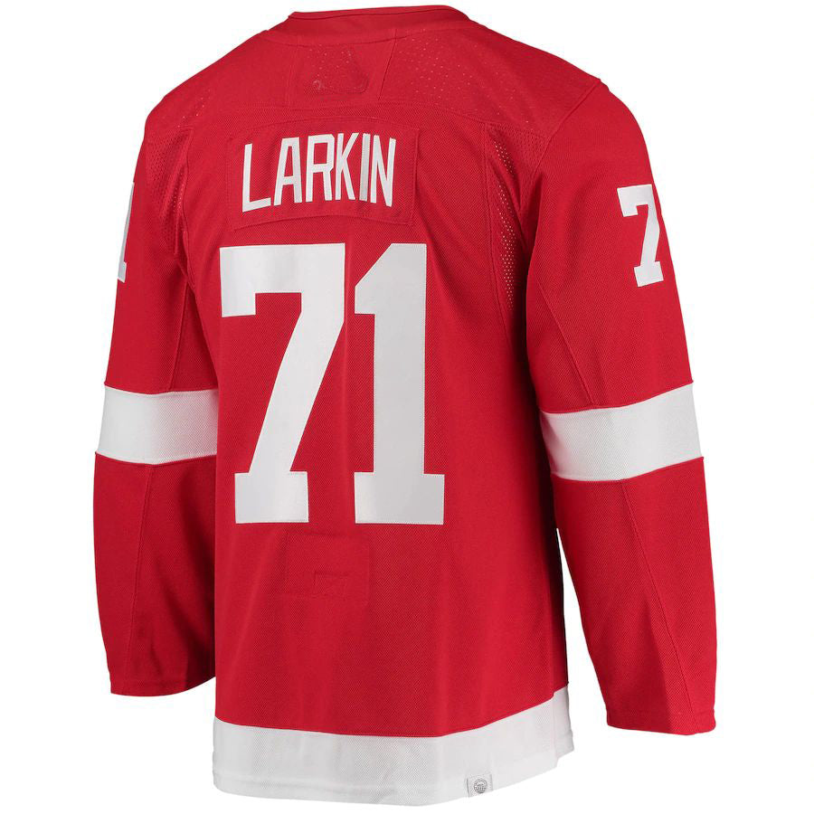 D.Red Wings #71 Dylan Larkin Home Captain Patch Primegreen Authentic Pro Player Jersey  Red Stitched American Hockey Jersey UNEC