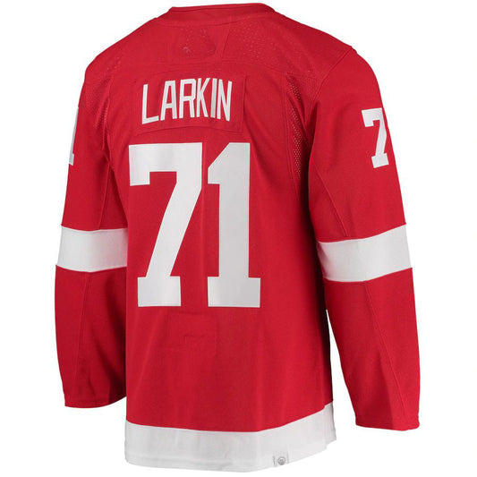 D.Red Wings #71 Dylan Larkin Home Captain Patch Primegreen Authentic Pro Player Jersey  Red Stitched American Hockey Jersey UNEC
