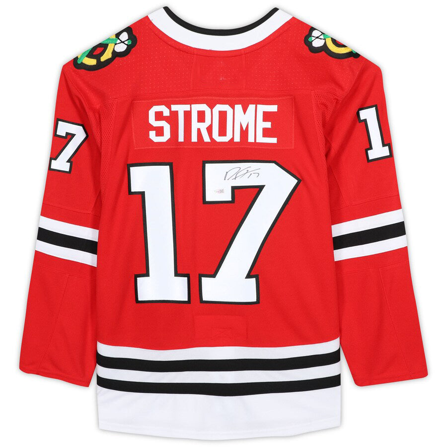 C.Blackhawks #17 Dylan Strome Fanatics Authentic Autographed Jersey Red Stitched American Hockey Jersey UNEC
