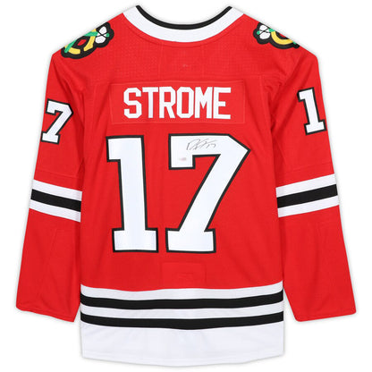 C.Blackhawks #17 Dylan Strome Fanatics Authentic Autographed Jersey Red Stitched American Hockey Jersey UNEC