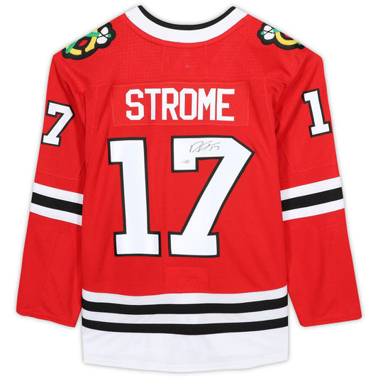 C.Blackhawks #17 Dylan Strome Fanatics Authentic Autographed Jersey Red Stitched American Hockey Jersey UNEC