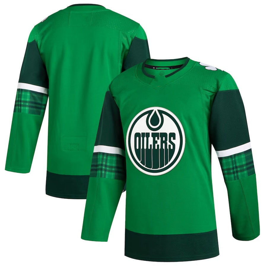 E.Oilers 2023 St. Patrick's Day Primegreen Authentic Jersey - Kelly Green Stitched American Hockey Jersey UNEC