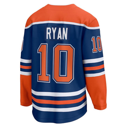 E.Oilers #10 Derek Ryan Fanatics Home Breakaway Jersey - Royal Stitched American Hockey Jersey UNEC