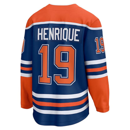 E.Oilers #19 Adam Henrique Fanatics Home Breakaway Jersey - Royal Stitched American Hockey Jersey UNEC