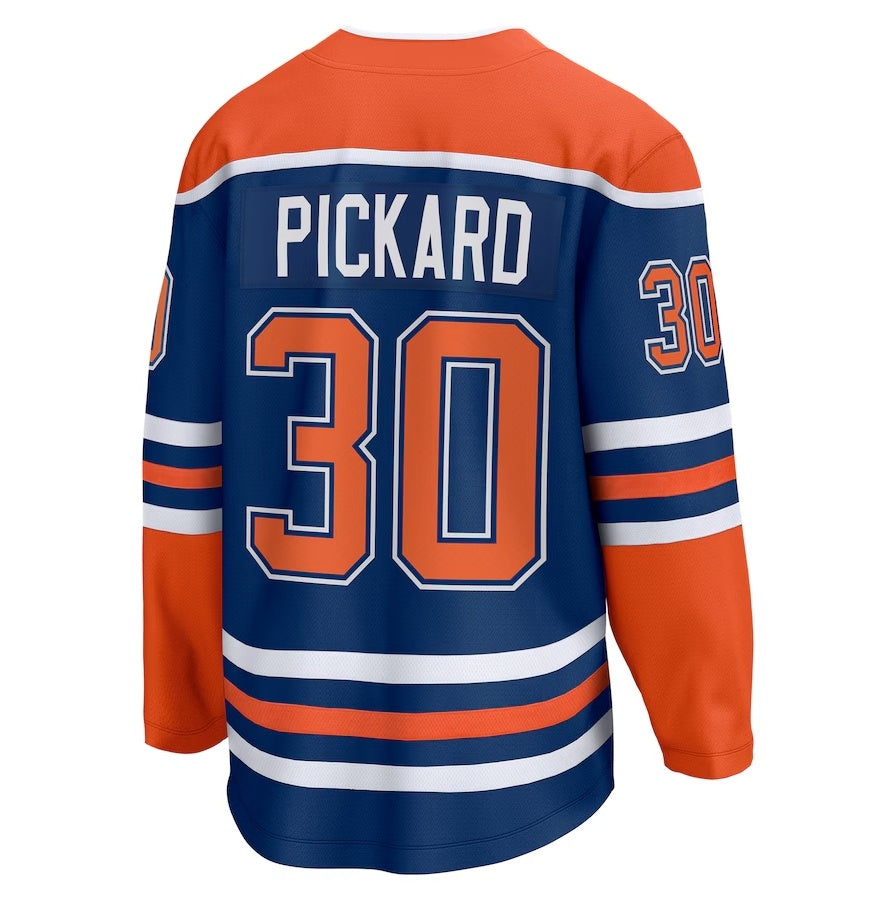 E.Oilers #30 Calvin Pickard Fanatics Home Premier Breakaway Player Jersey - Royal Stitched American Hockey Jersey UNEC