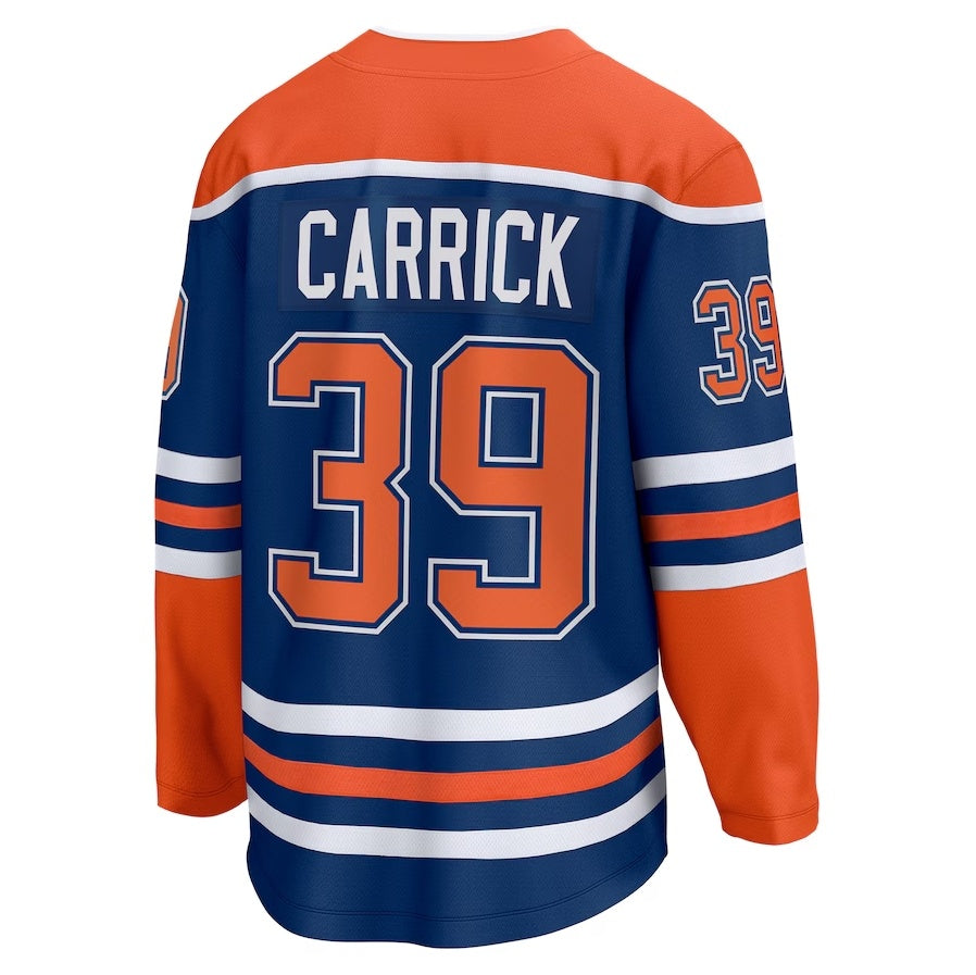 E.Oilers #39 Sam Carrick Fanatics Home Premium Jersey - Royal Stitched American Hockey Jersey UNEC