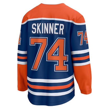 E.Oilers #74 Stuart Skinner Fanatics Home Breakaway Player Jersey - Royal Stitched American Hockey Jersey UNEC