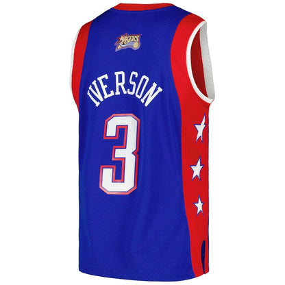 E.Conference #3 Allen Iverson Mitchell & Ness Hardwood Classics 2004 All-Star Game Swingman Throwback Jersey - Royal American Basketball Jersey UNEC