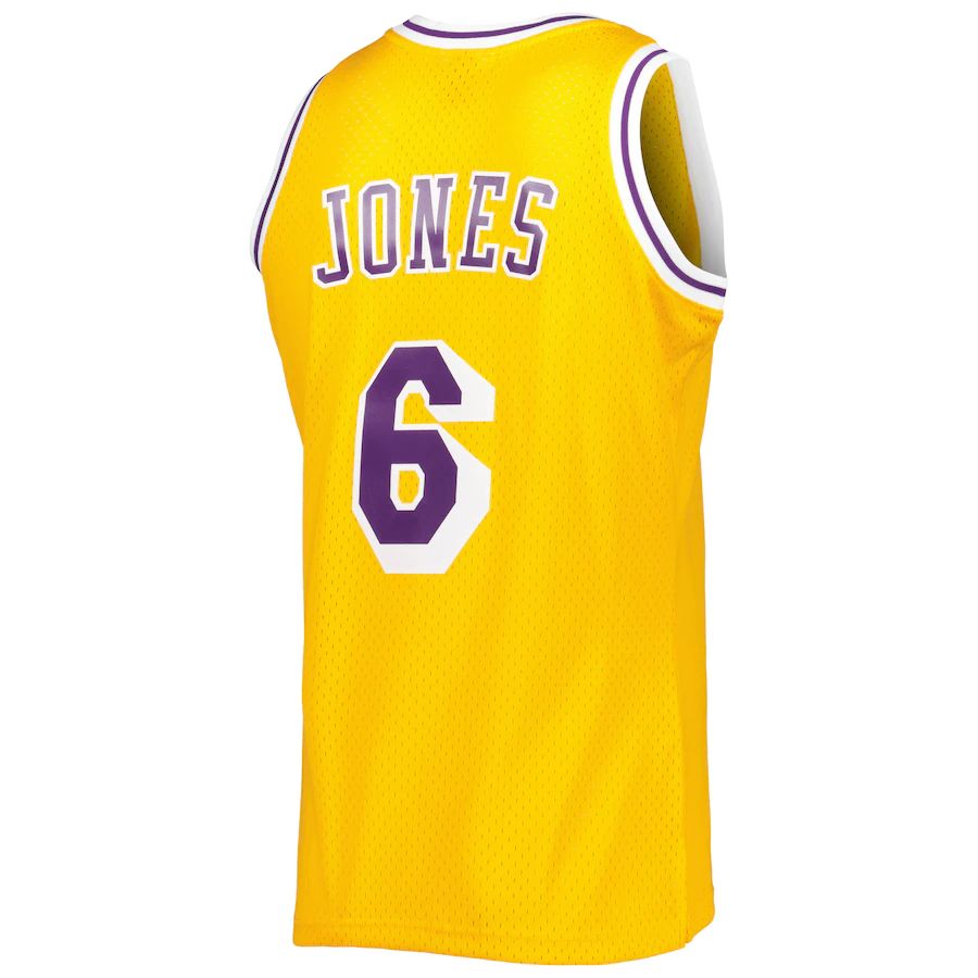 LA.Lakers #6 Eddie Jones Mitchell & Ness 1996-97 Hardwood Classics Swingman Jersey Gold Stitched American Basketball Jersey UNEC