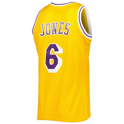 LA.Lakers #6 Eddie Jones Mitchell & Ness 1996-97 Hardwood Classics Swingman Jersey Gold Stitched American Basketball Jersey UNEC