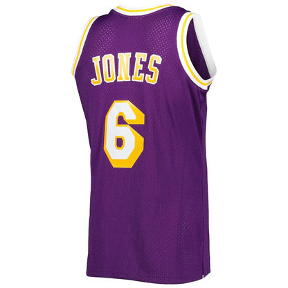 LA.Lakers #6 Eddie Jones Mitchell & Ness 1996-97 Hardwood Classics Swingman Jersey Purple Stitched American Basketball Jersey UNEC