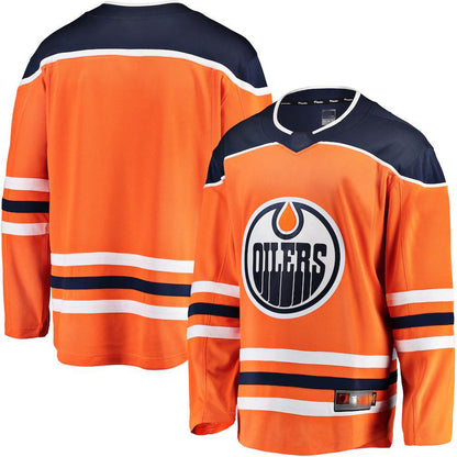 E.Oilers Home Fanatics Branded Breakaway Home Jersey Orange Stitched American Hockey Jersey UNEC