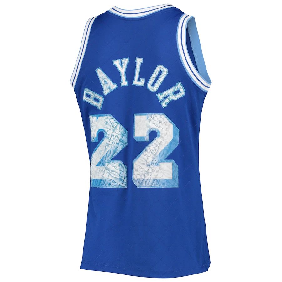 LA.Lakers #22 Elgin Baylor Mitchell & Ness 1996-97 Hardwood Classics 75th Anniversary Diamond Swingman Jersey Royal Stitched American Basketball Jersey UNEC