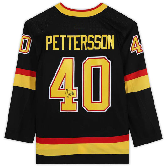 V.Canucks #40 Elias Pettersson Fanatics Authentic Autographed Alternate Black Stitched American Hockey Jersey UNEC