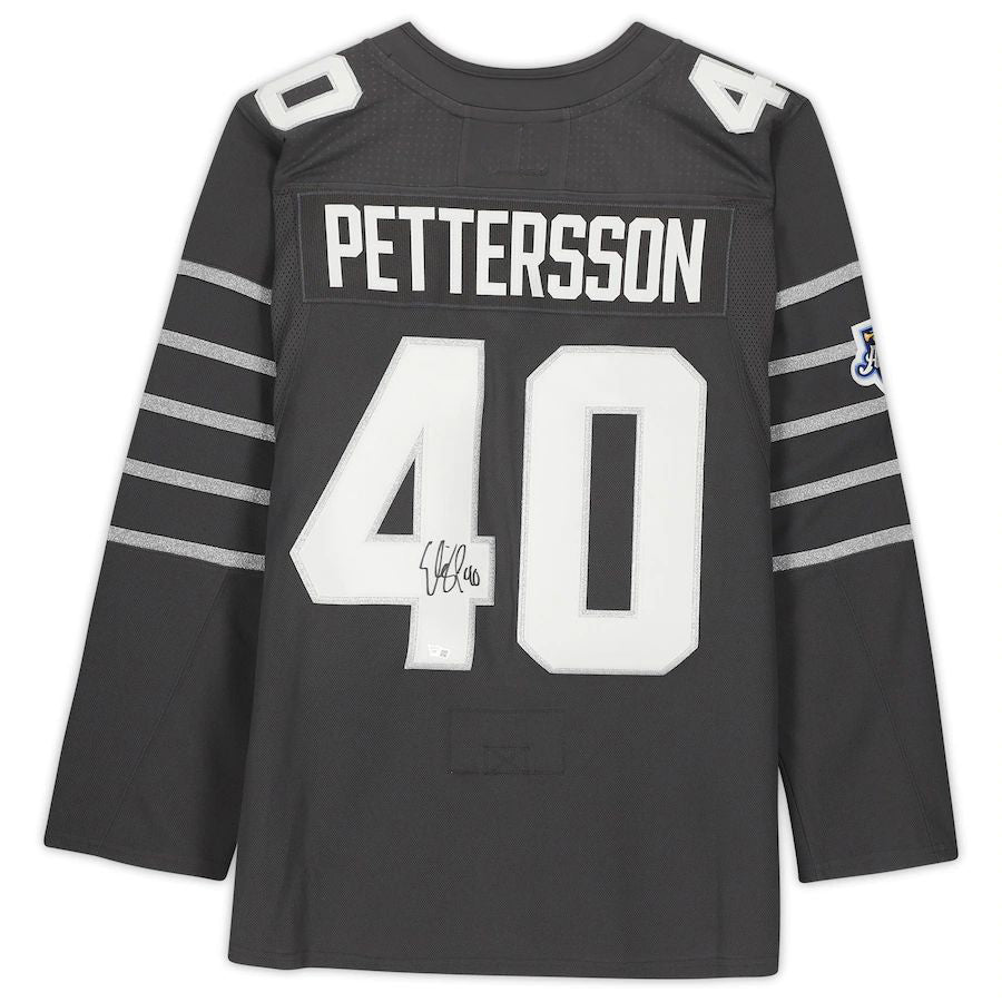 V.Canucks #40 Elias Pettersson Fanatics Authentic Autographed Gray 2020 All-Star Jersey Stitched American Hockey Jersey UNEC