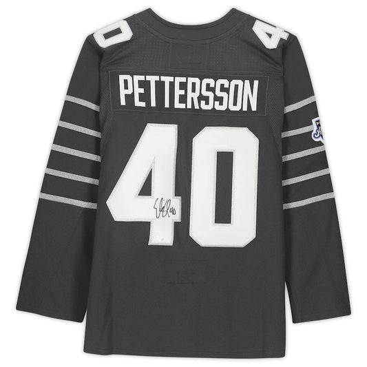 V.Canucks #40 Elias Pettersson Fanatics Authentic Autographed Gray 2020 All-Star Jersey Stitched American Hockey Jersey UNEC