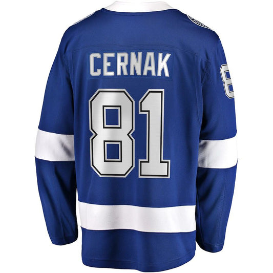 TB.Lightning #81 Erik Cernak Fanatics Branded Home Breakaway Player Jersey Blue Stitched American Hockey Jersey UNEC