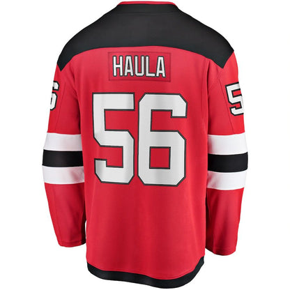 NJ.Devils #56 Erik Haula Fanatics Branded Home Breakaway Player Jersey Red Stitched American Hockey Jersey UNEC
