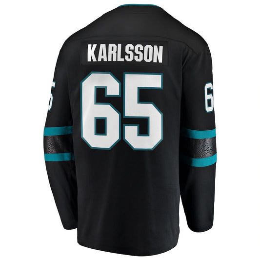 SJ.Sharks #65 Erik Karlsson Fanatics Branded Breakaway Alternate Player Jersey  Black Stitched American Hockey Jersey UNEC