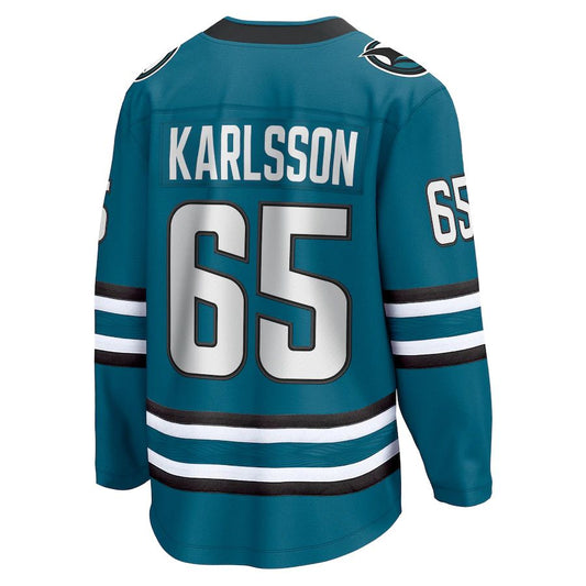 SJ.Sharks #65 Erik Karlsson Fanatics Branded Home Premier Breakaway Player Jersey Teal Stitched American Hockey Jersey UNEC