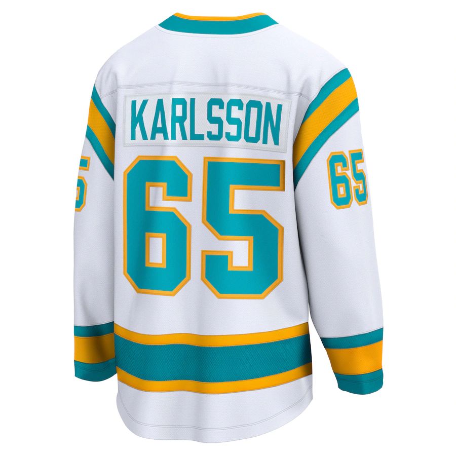 SJ.Sharks #65 Erik Karlsson Fanatics Branded Special Edition 2.0 Breakaway Player Jersey White Stitched American Hockey Jersey UNEC