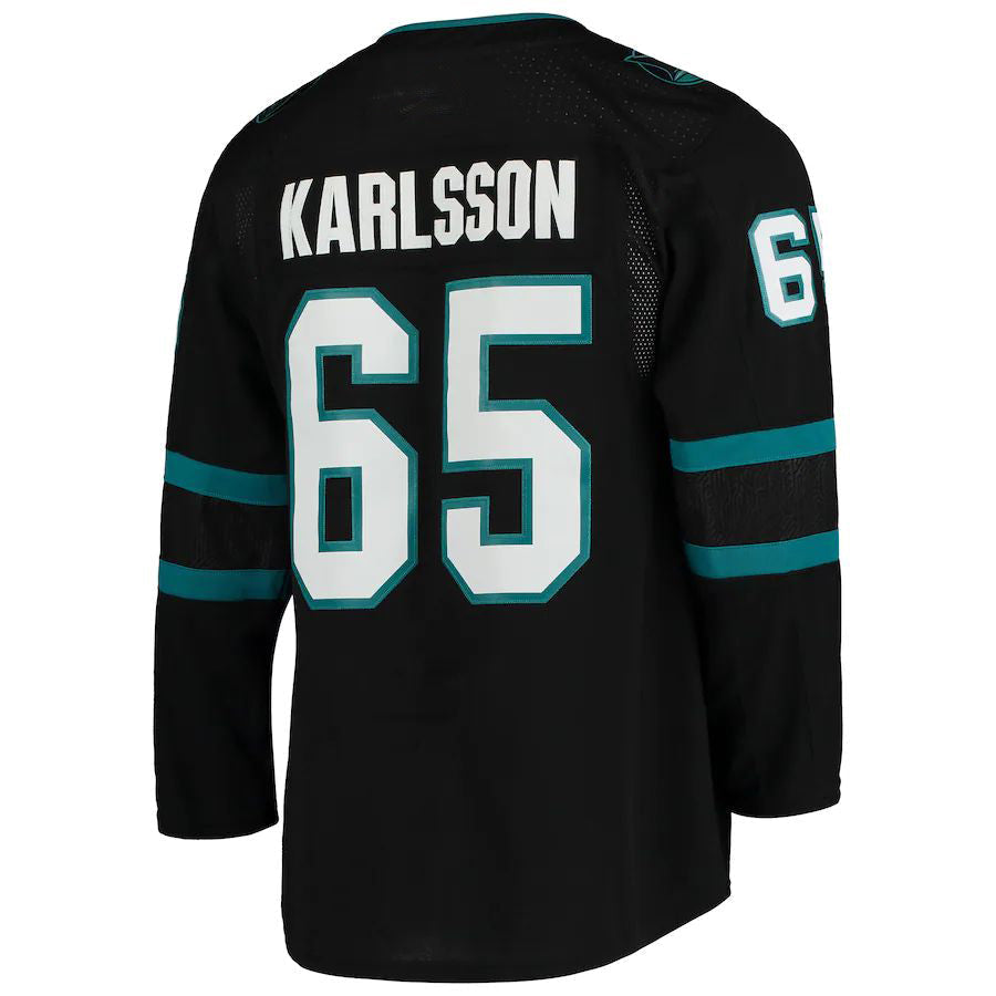 SJ.Sharks #65 Erik Karlsson Alternate Authentic Player Jersey Black Stitched American Hockey Jersey UNEC