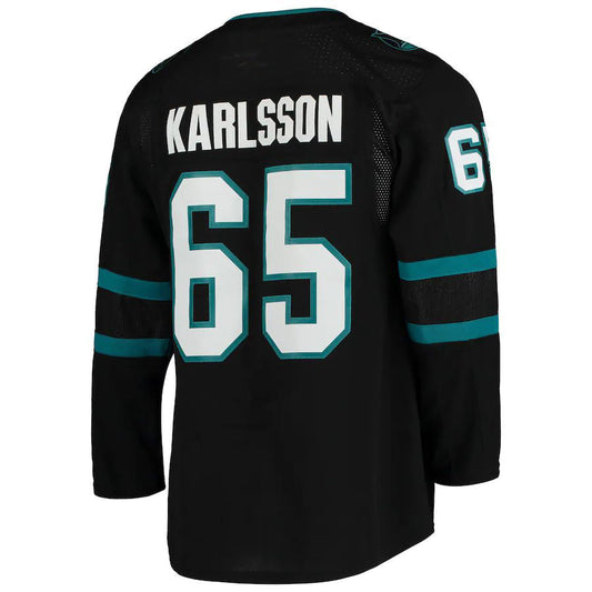 SJ.Sharks #65 Erik Karlsson Alternate Authentic Player Jersey Black Stitched American Hockey Jersey UNEC