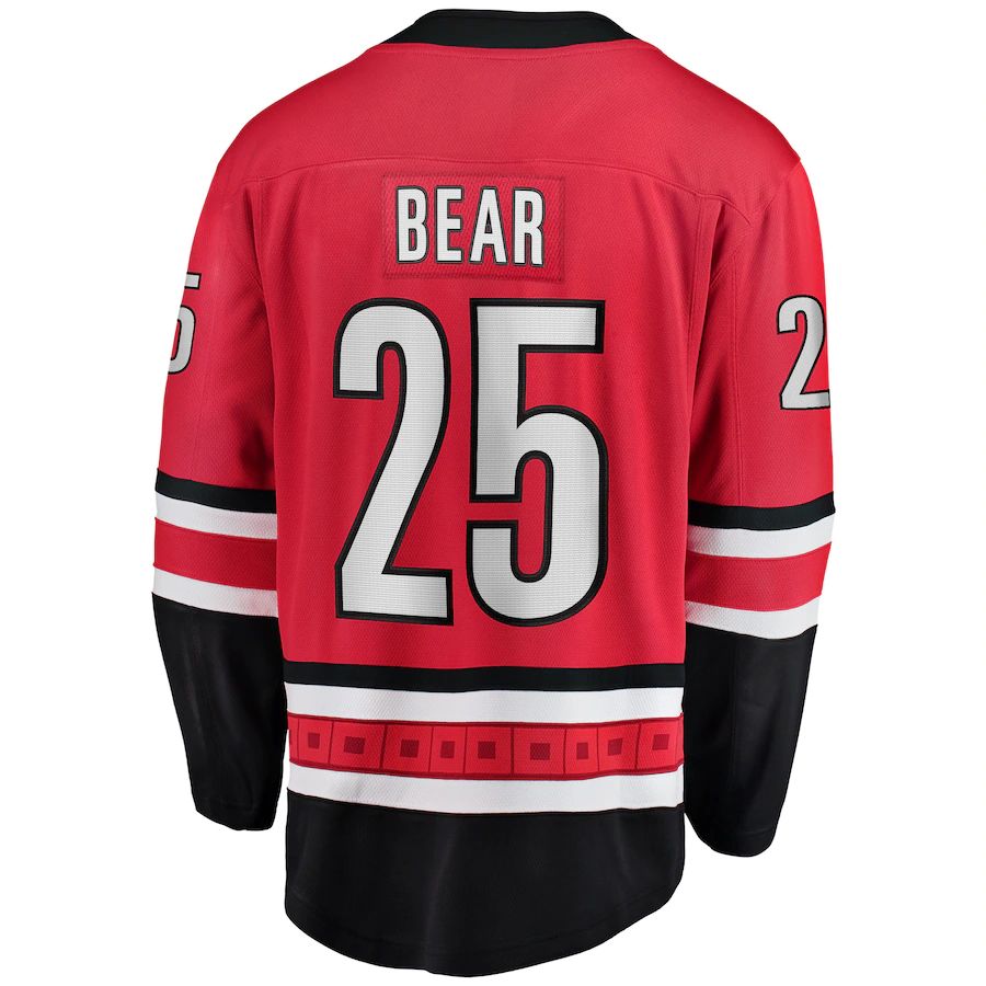 C.Hurricanes #25 Ethan Bear Fanatics Branded Home Breakaway Player Jersey Red Stitched American Hockey Jersey UNEC