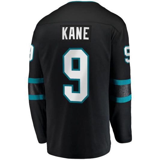 SJ.Sharks #9 Evander Kane Fanatics Branded Alternate Premier Breakaway Player Jersey Black Stitched American Hockey Jersey UNEC
