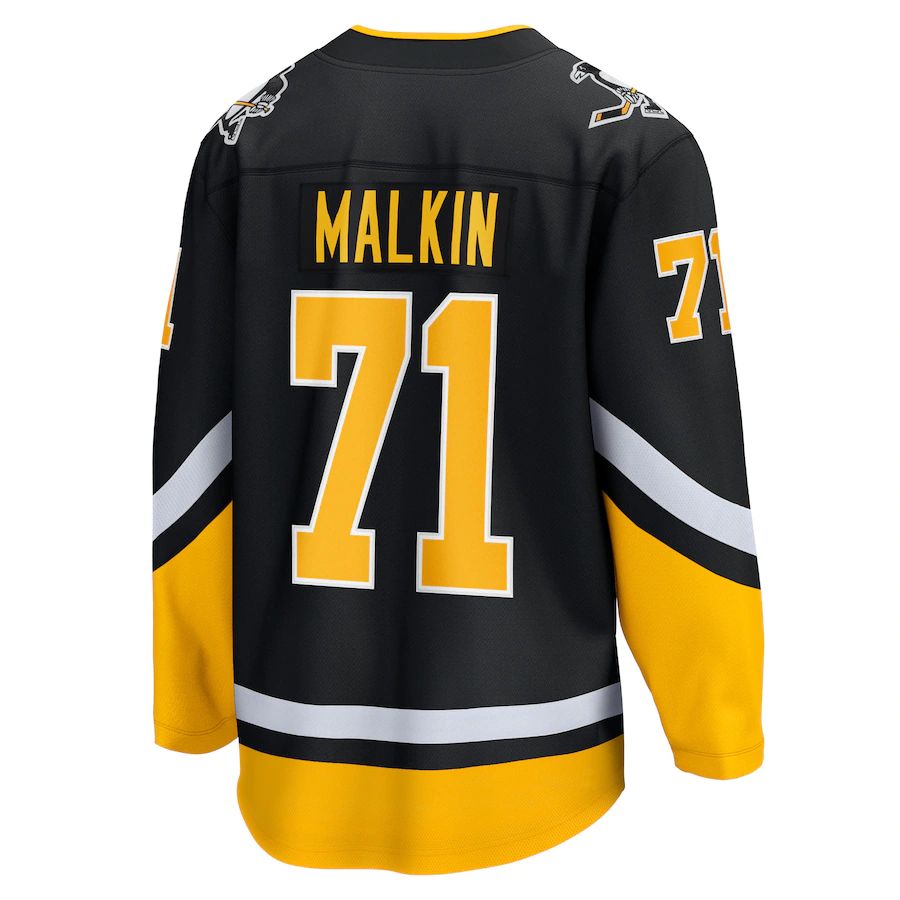P.Penguins #71 Evgeni Malkin Fanatics Branded 2021-22 Alternate Premier Breakaway Player Jersey Black Stitched American Hockey Jersey UNEC