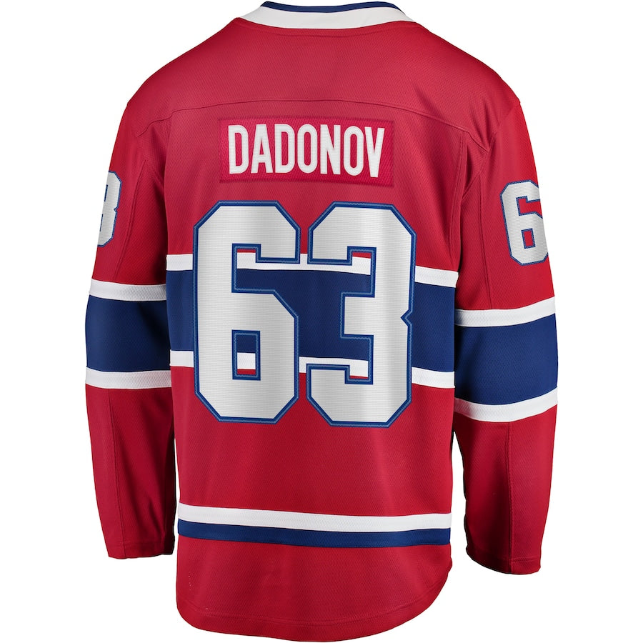 M.Canadiens #63 Evgenii Dadonov Fanatics Branded Home Breakaway Player Jersey Red Stitched American Hockey Jersey UNEC