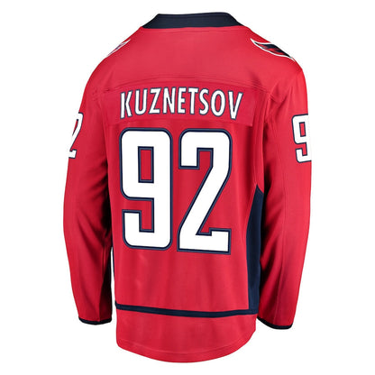W.Capitals #92 Evgeny Kuznetsov Fanatics Branded Home Breakaway Player Jersey Red Stitched American Hockey Jersey UNEC