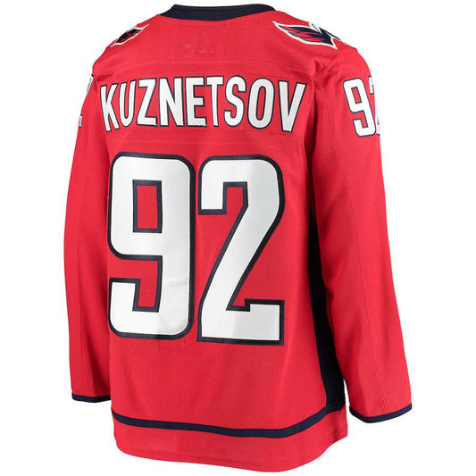 W.Capitals #92 Evgeny Kuznetsov Home Authentic Player Jersey  Red Stitched American Hockey Jersey UNEC