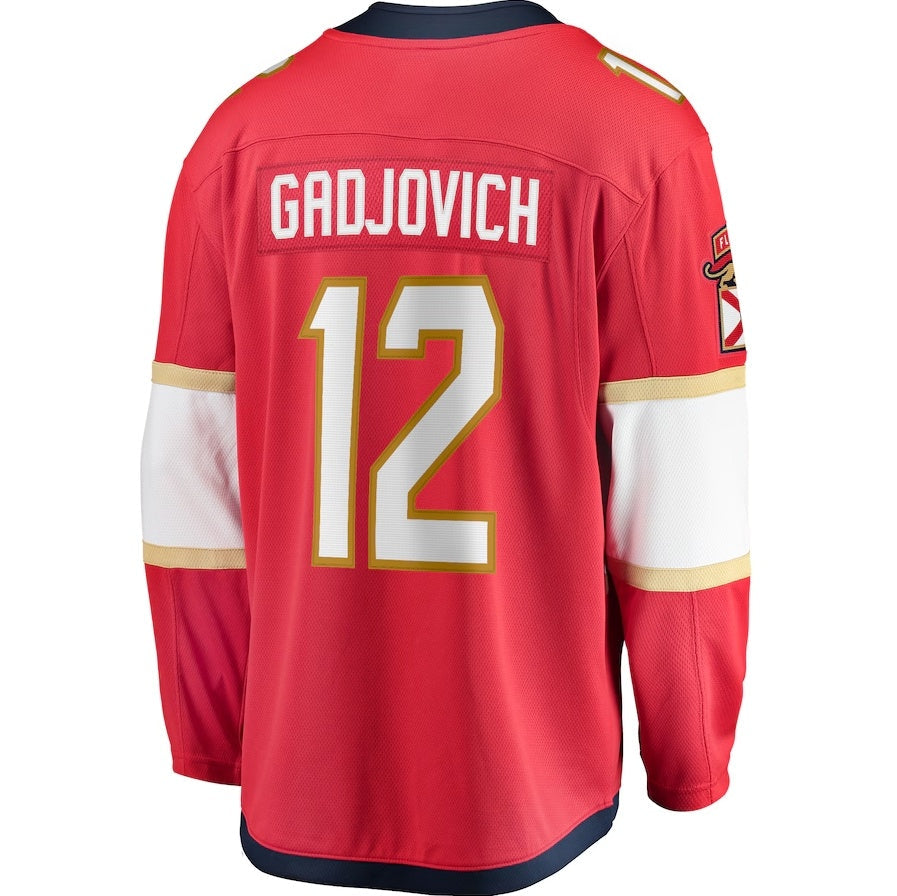 F.Panthers #12 Jonah Gadjovich Fanatics Premier Breakaway Player Jersey - Red Stitched American Hockey Jersey UNEC