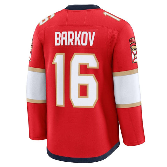 F.Panthers #16 Aleksander Barkov Fanatics Home Premium Jersey - Red Stitched American Hockey Jersey UNEC