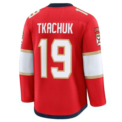 F.Panthers #19 Matthew Tkachuk Fanatics Home Premium Jersey - Red Stitched American Hockey Jersey UNEC