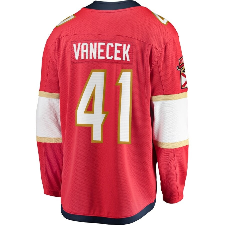 F.Panthers #41 Vitek Vanecek Fanatics Home Breakaway Jersey - Red Stitched American Hockey Jersey UNEC