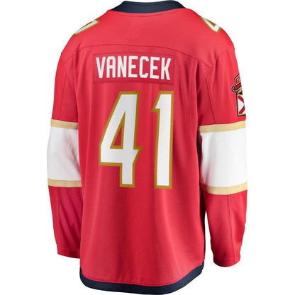 F.Panthers #41 Vitek Vanecek Fanatics Home Breakaway Jersey - Red Stitched American Hockey Jersey UNEC