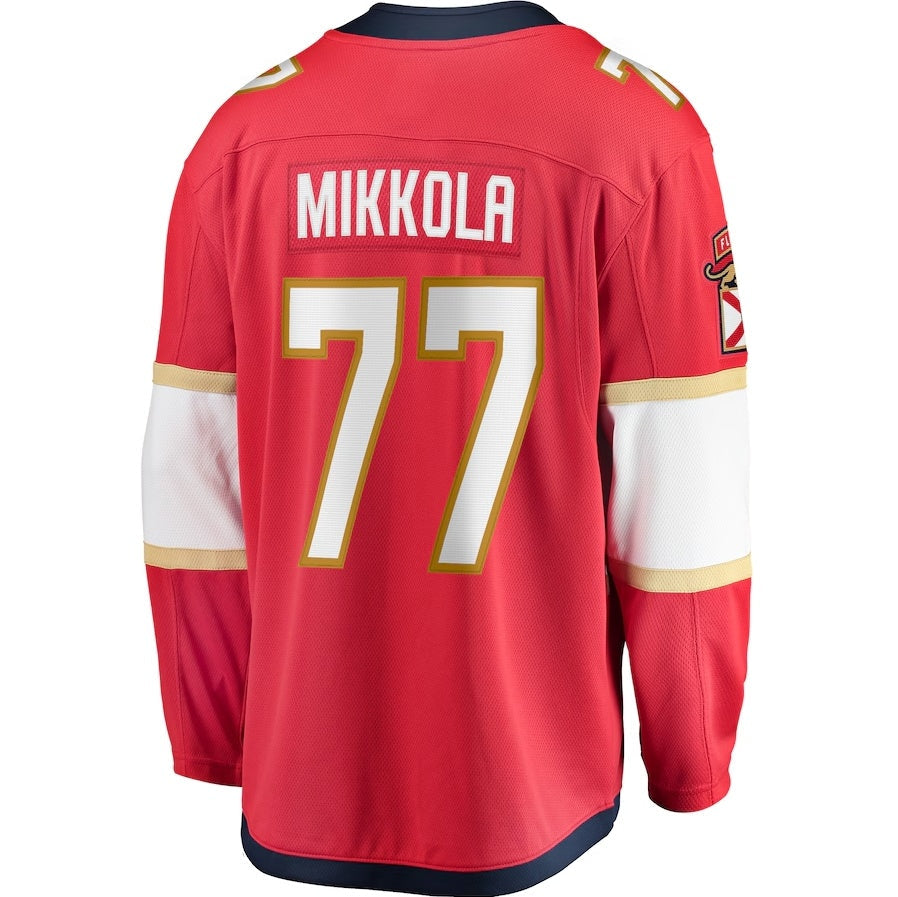 F.Panthers #77 Niko Mikkola Fanatics Premier Breakaway Player Jersey - Red Stitched American Hockey Jersey UNEC