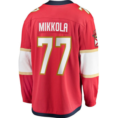 F.Panthers #77 Niko Mikkola Fanatics Premier Breakaway Player Jersey - Red Stitched American Hockey Jersey UNEC