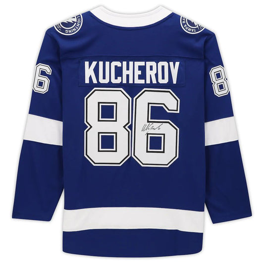 TB.Lightning #86 Nikita Kucherov Fanatics Authentic Autographed Breakaway Jersey Blue Stitched American Hockey Jersey UNEC