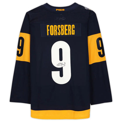 N.Predators #9 Filip Forsberg Fanatics Authentic Autographed 2022 Stadium Series Jersey Navy Stitched American Hockey Jersey UNEC