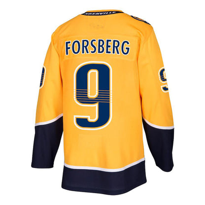 N.Predators #9 Filip Forsberg Authentic Player Jersey Gold Stitched American Hockey Jersey UNEC