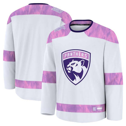 F.Panthers Fanatics 2024 Hockey Fights Cancer Practice Jersey - White Stitched American Hockey Jersey UNEC