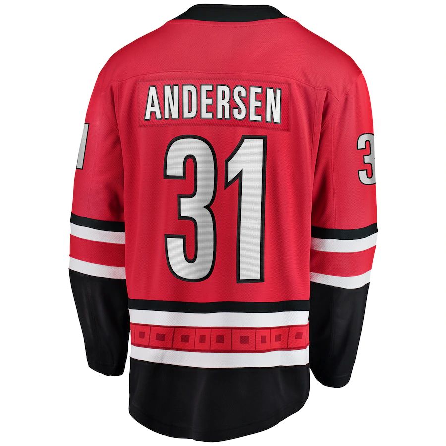 C.Hurricanes #31 Frederik Andersen Fanatics Branded Home Breakaway Player Jersey Red Stitched American Hockey Jersey UNEC