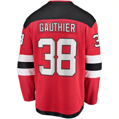 NJ.Devils #38 Frederik Gauthier Fanatics Branded Home Breakaway Player Jersey Red Stitched American Hockey Jersey UNEC