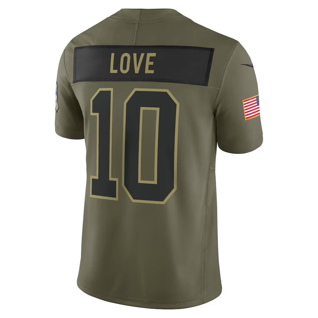 GB.Packers #10 Jordan Love Olive 2025 Salute to Service Limited American Football Jerseys UNEC